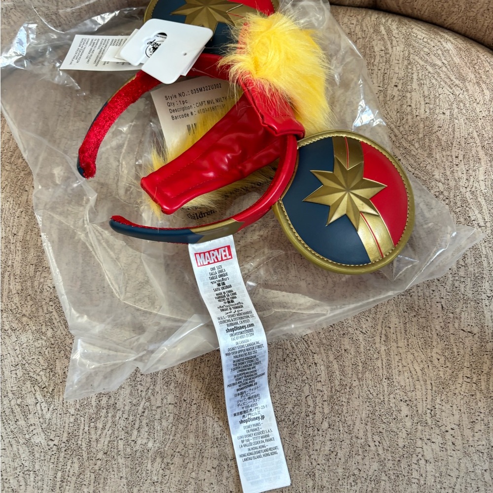 Disney Ears Headband Captain Marvel Kids Costume Ears Red, Blue, Gold New Tags - Picture 5 of 8